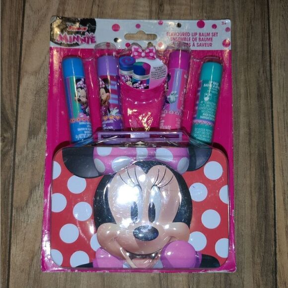 Disney Junior Girl Minnie Mouse Flavored Lip Balm Set With Red Tin Box Case. - Picture 2 of 6